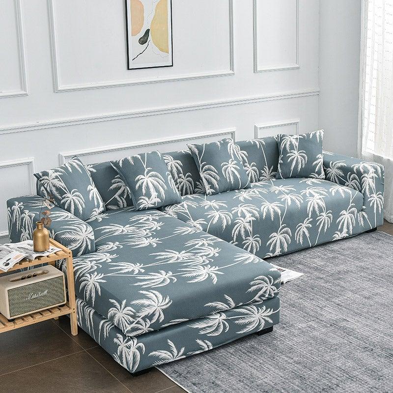Housse de canapé géométrique, housse de canapé élastique pour salon, animaux domestiques, canapé d'angle en forme de L, housse de canapé en forme de L avec bas élastique, ensemble Jacquard pour salon