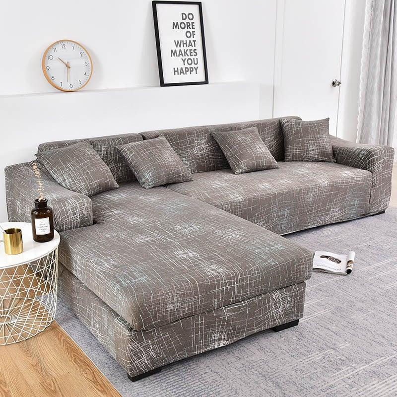 Housse de canapé géométrique, housse de canapé élastique pour salon, animaux domestiques, canapé d'angle en forme de L, housse de canapé en forme de L avec bas élastique, ensemble Jacquard pour salon