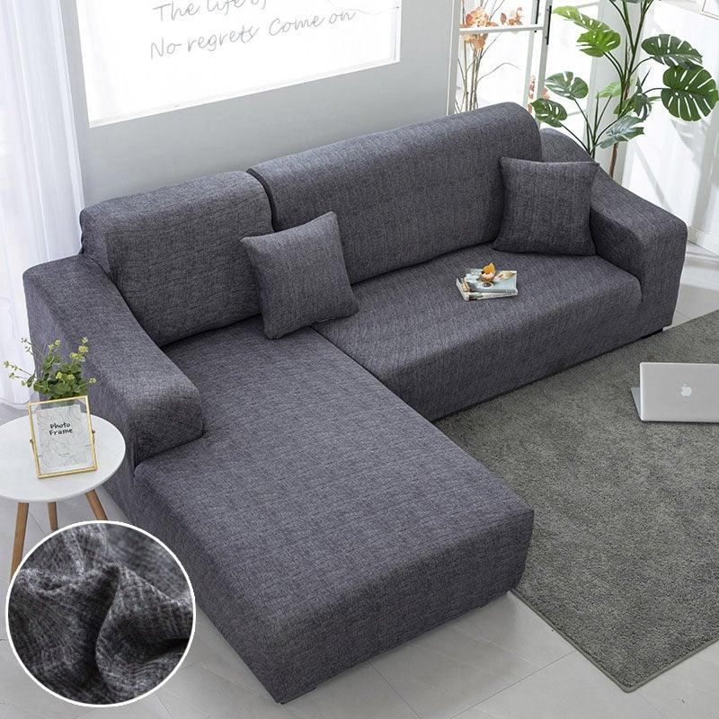 Housse de canapé géométrique, housse de canapé élastique pour salon, animaux domestiques, canapé d'angle en forme de L, housse de canapé en forme de L avec bas élastique, ensemble Jacquard pour salon
