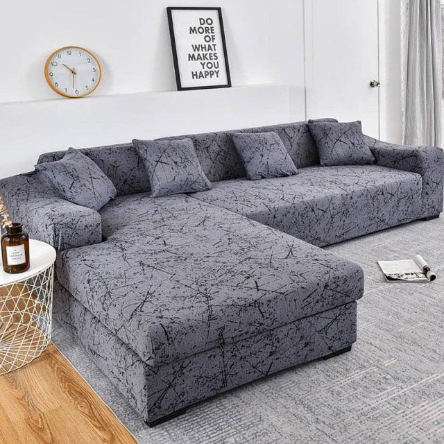 Housse de canapé géométrique, housse de canapé élastique pour salon, animaux domestiques, canapé d'angle en forme de L, housse de canapé en forme de L avec bas élastique, ensemble Jacquard pour salon