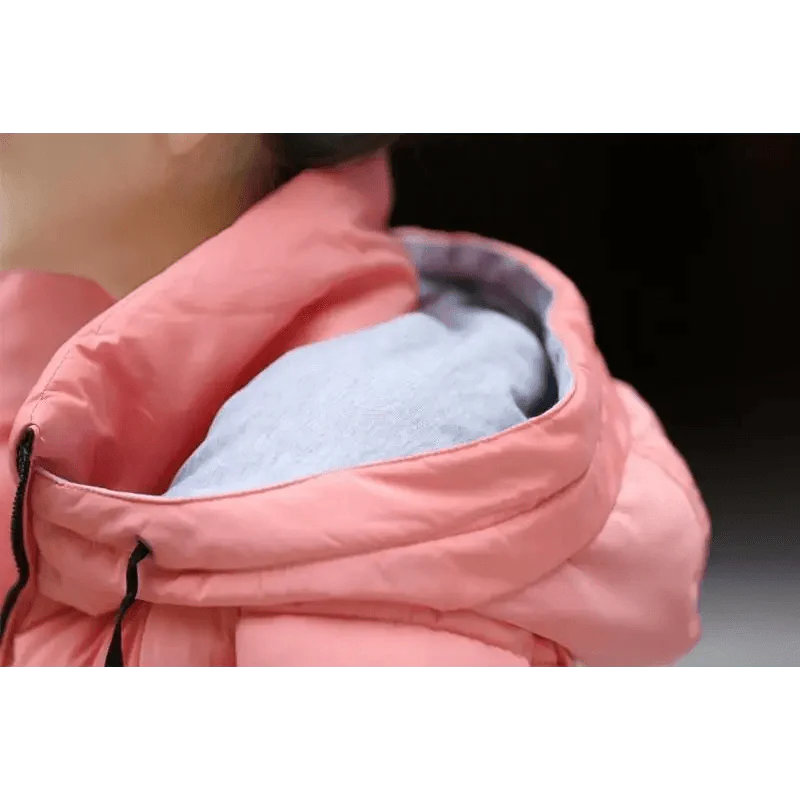 Veste d'hiver douce et confortable pour femme, courte, épaisse, coupe-vent, avec capuche, fermeture éclair, en coton matelassé, coupe ajustée, couleur unie, hauts basiques.
