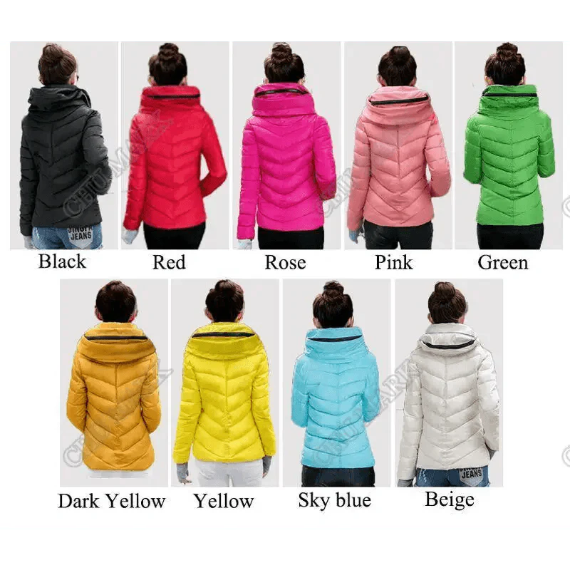 Veste d'hiver douce et confortable pour femme, courte, épaisse, coupe-vent, avec capuche, fermeture éclair, en coton matelassé, coupe ajustée, couleur unie, hauts basiques.
