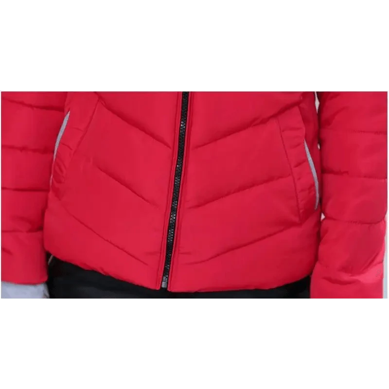 Veste d'hiver douce et confortable pour femme, courte, épaisse, coupe-vent, avec capuche, fermeture éclair, en coton matelassé, coupe ajustée, couleur unie, hauts basiques.