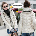 Veste d'hiver douce et confortable pour femme, courte, épaisse, coupe-vent, avec capuche, fermeture éclair, en coton matelassé, coupe ajustée, couleur unie, hauts basiques.