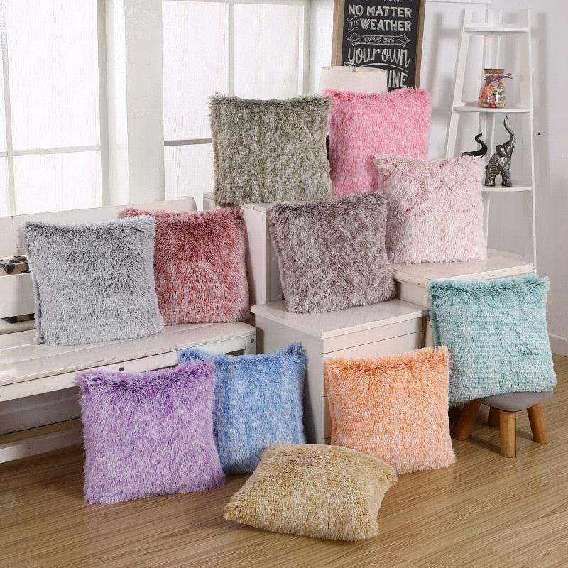 Housse de coussin décorative en fausse fourrure douce et moelleuse pour la maison, le salon, le canapé, housse de coussin décorative en peluche pour canapé, chambre, voiture 43x43cm