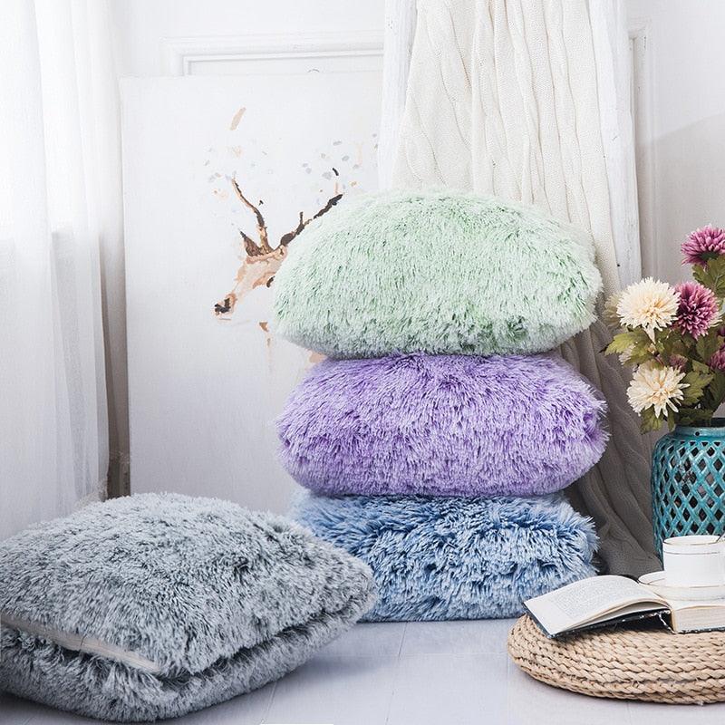Housse de coussin décorative en fausse fourrure douce et moelleuse pour la maison, le salon, le canapé, housse de coussin décorative en peluche pour canapé, chambre, voiture 43x43cm