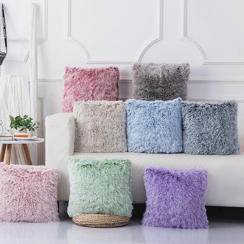 Housse de coussin décorative en fausse fourrure douce et moelleuse pour la maison, le salon, le canapé, housse de coussin décorative en peluche pour canapé, chambre, voiture 43x43cm