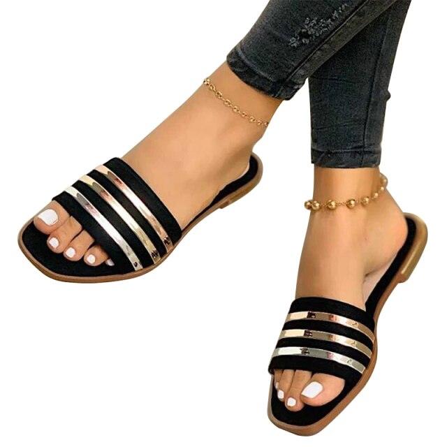 Pantoufles tissées en cuir souple pour femmes Sandales plates décontractées d'été Chaussures de plage à enfiler Sandales d'extérieur pour femmes à bout ouvert Sandales d'été pour femmes Chaussures plates Sandales élégantes de bureau