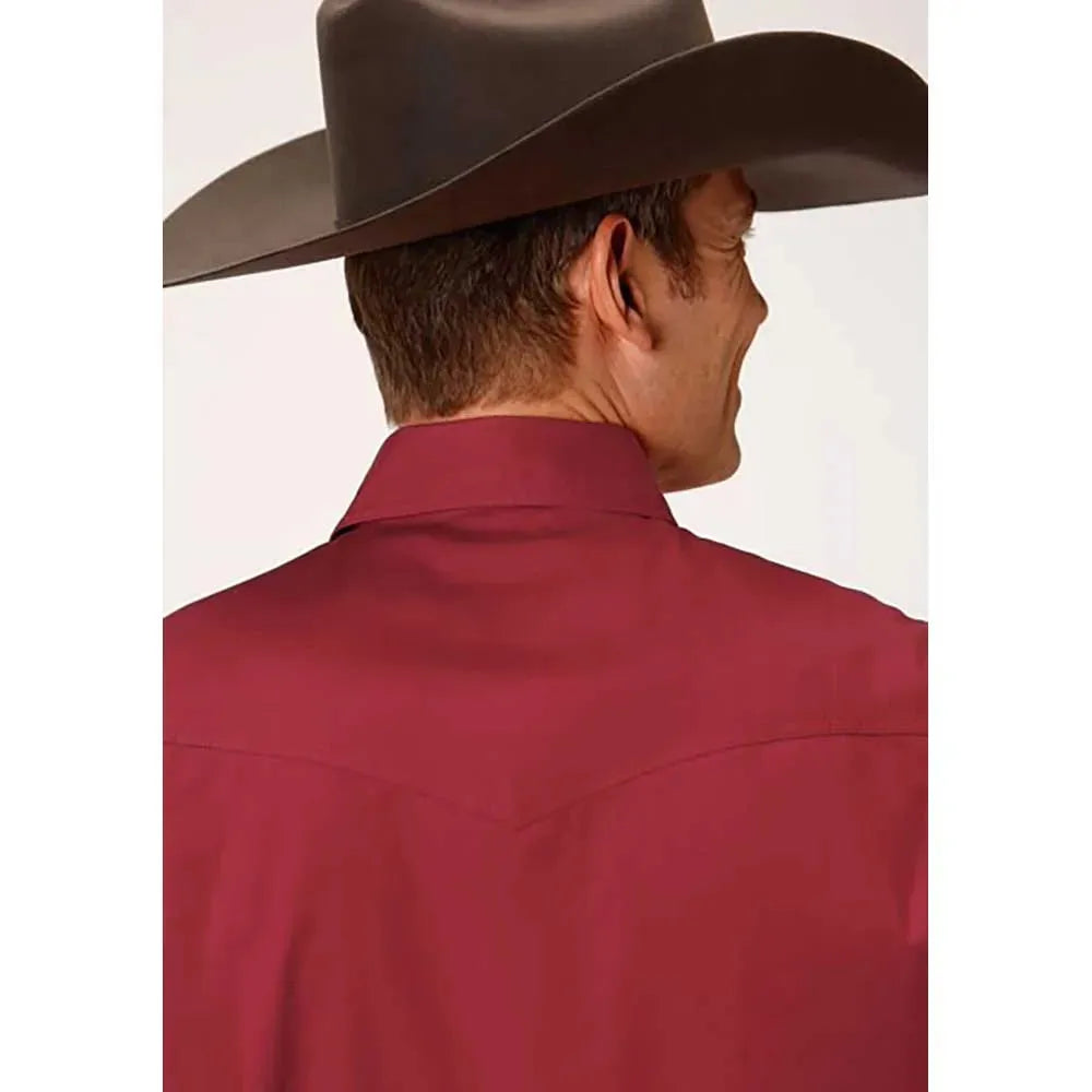 Chemise Western Roper Solid Poplin à boutons-pression pour homme