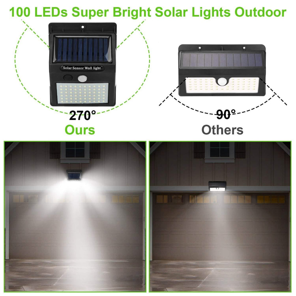 Applique murale solaire à détecteur de mouvement PIR 100 LED