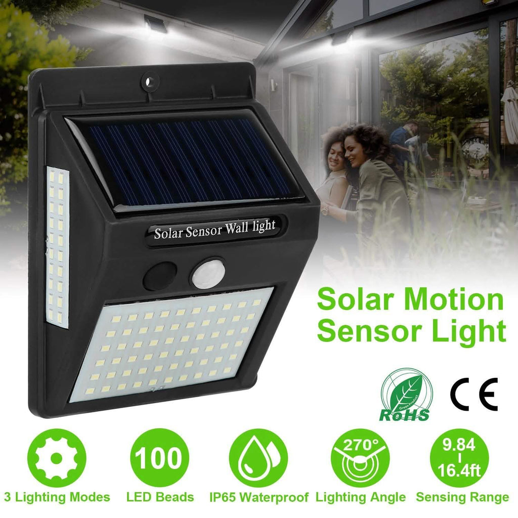 Applique murale solaire à détecteur de mouvement PIR 100 LED