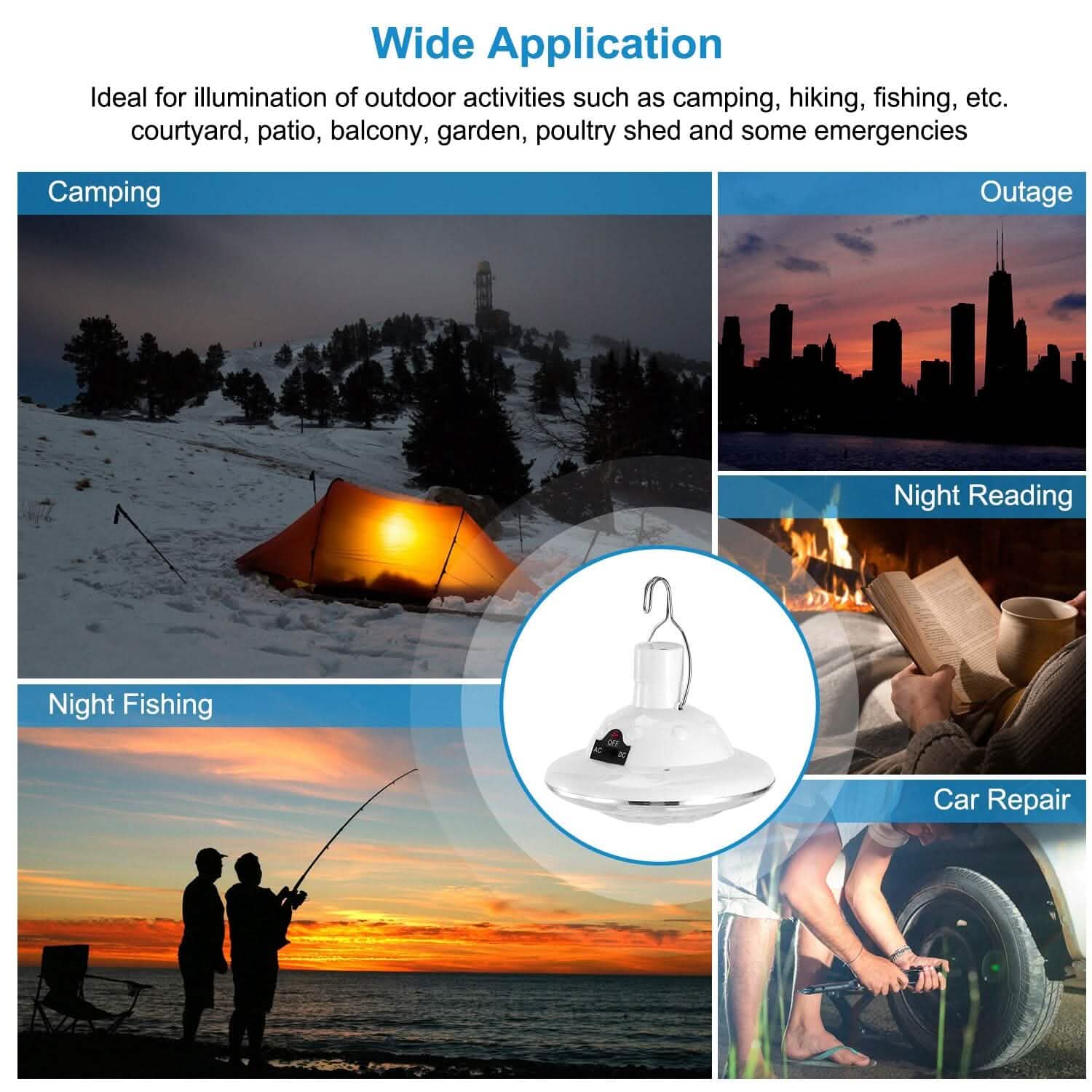 Ampoule LED Suspendue Solaire pour Camping