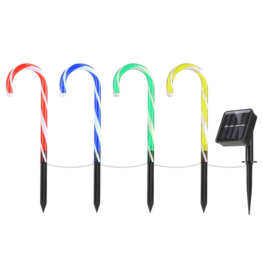 Guirlande Lumineuse Solaire de Noël Canne à Sucre IP55 Étanche avec Piquet