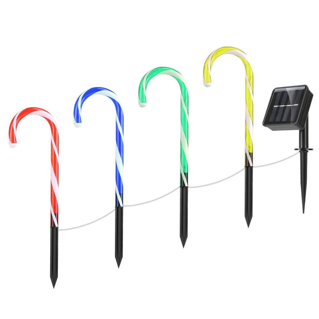 Guirlande Lumineuse Solaire de Noël Canne à Sucre IP55 Étanche avec Piquet