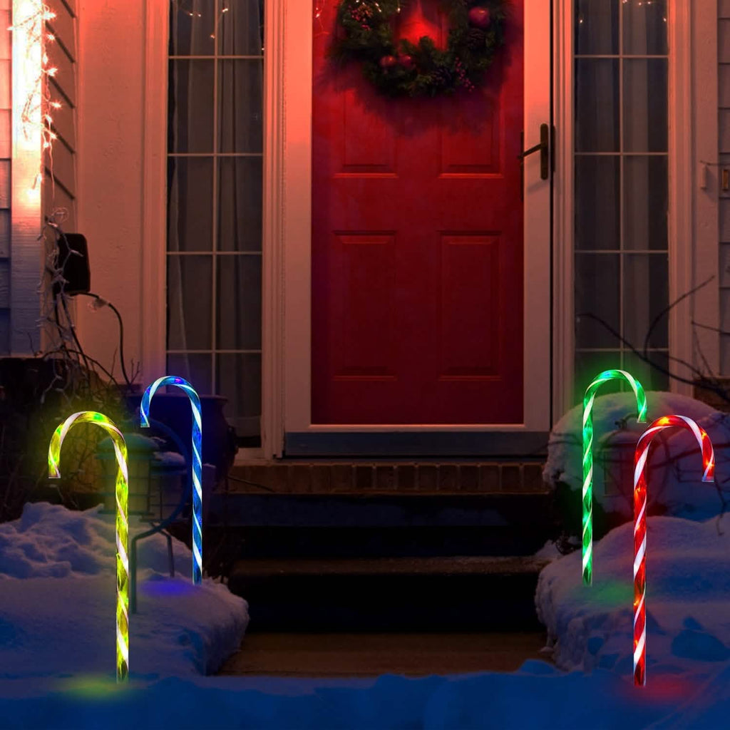 Guirlande Lumineuse Solaire de Noël Canne à Sucre IP55 Étanche avec Piquet