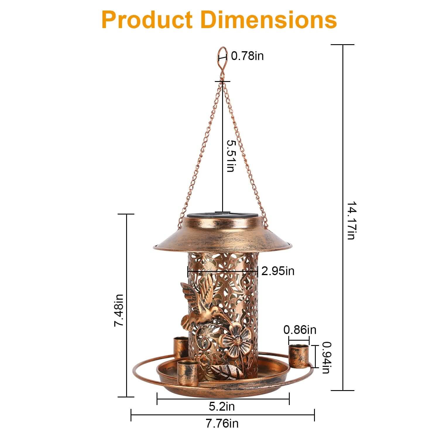 Lanterne solaire décorative suspendue pour oiseaux