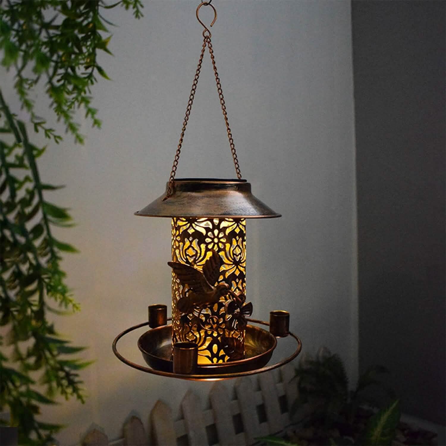 Lanterne solaire décorative suspendue pour oiseaux