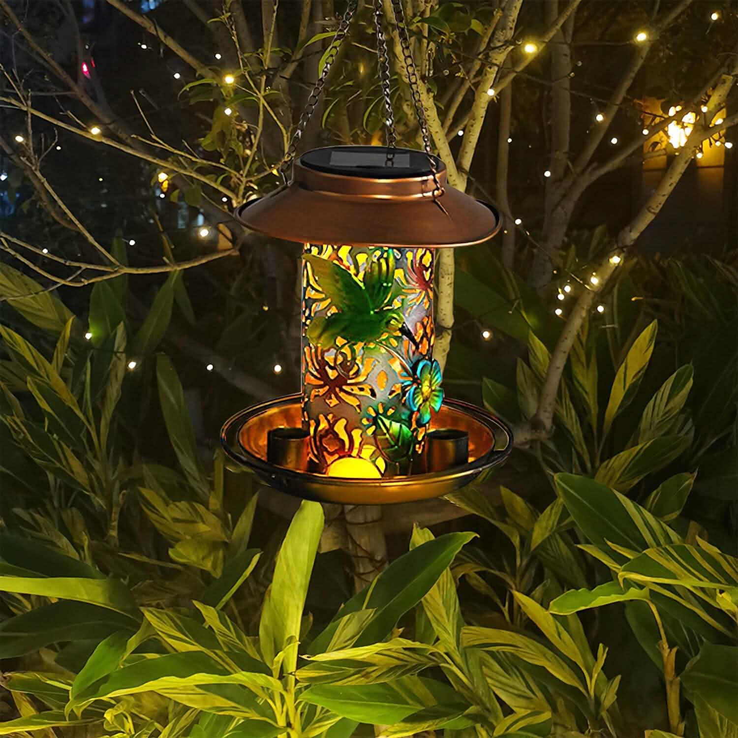 Lanterne solaire décorative suspendue pour oiseaux