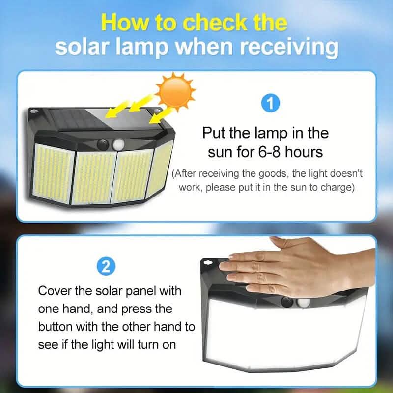 Lampes solaires extérieures 576 LED avec réflecteur et 3 modes d'éclairage
