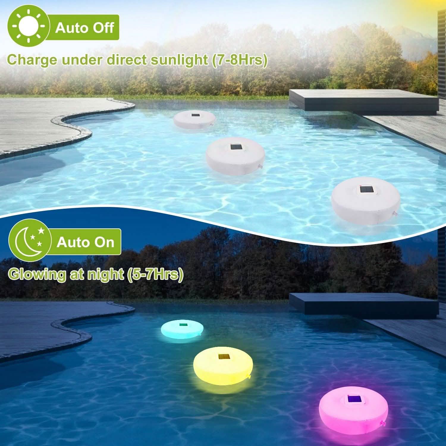 Lampes flottantes solaires pour piscine avec capteur de lumière