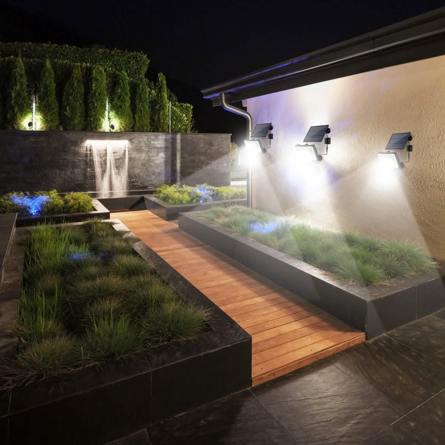Projecteur solaire étanche IP65 avec détecteur de mouvement et télécommande