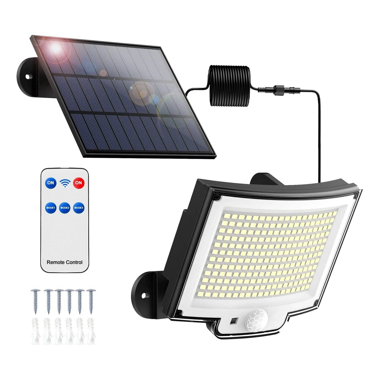Projecteur solaire étanche IP65 avec détecteur de mouvement et télécommande