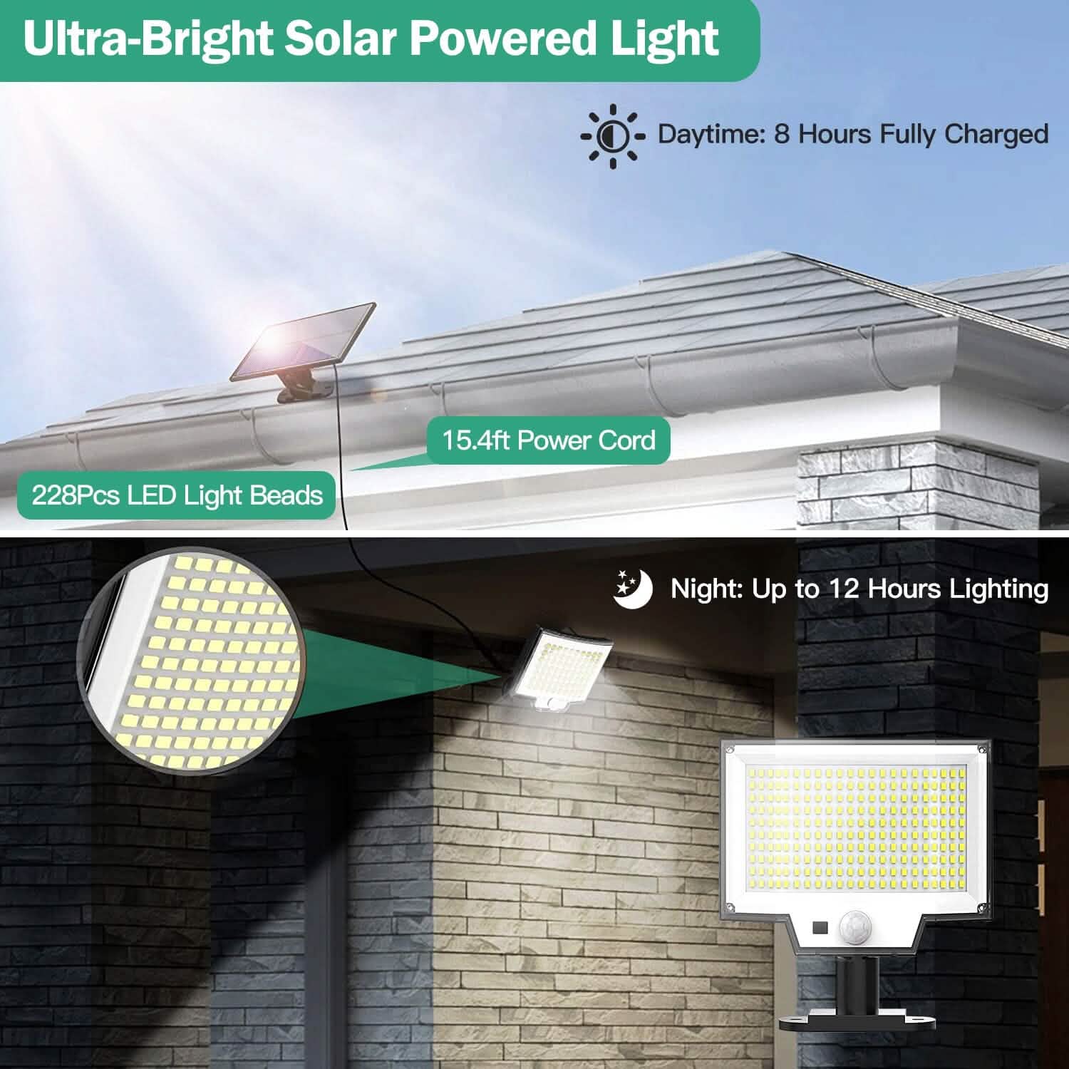Projecteur solaire étanche IP65 avec détecteur de mouvement et télécommande