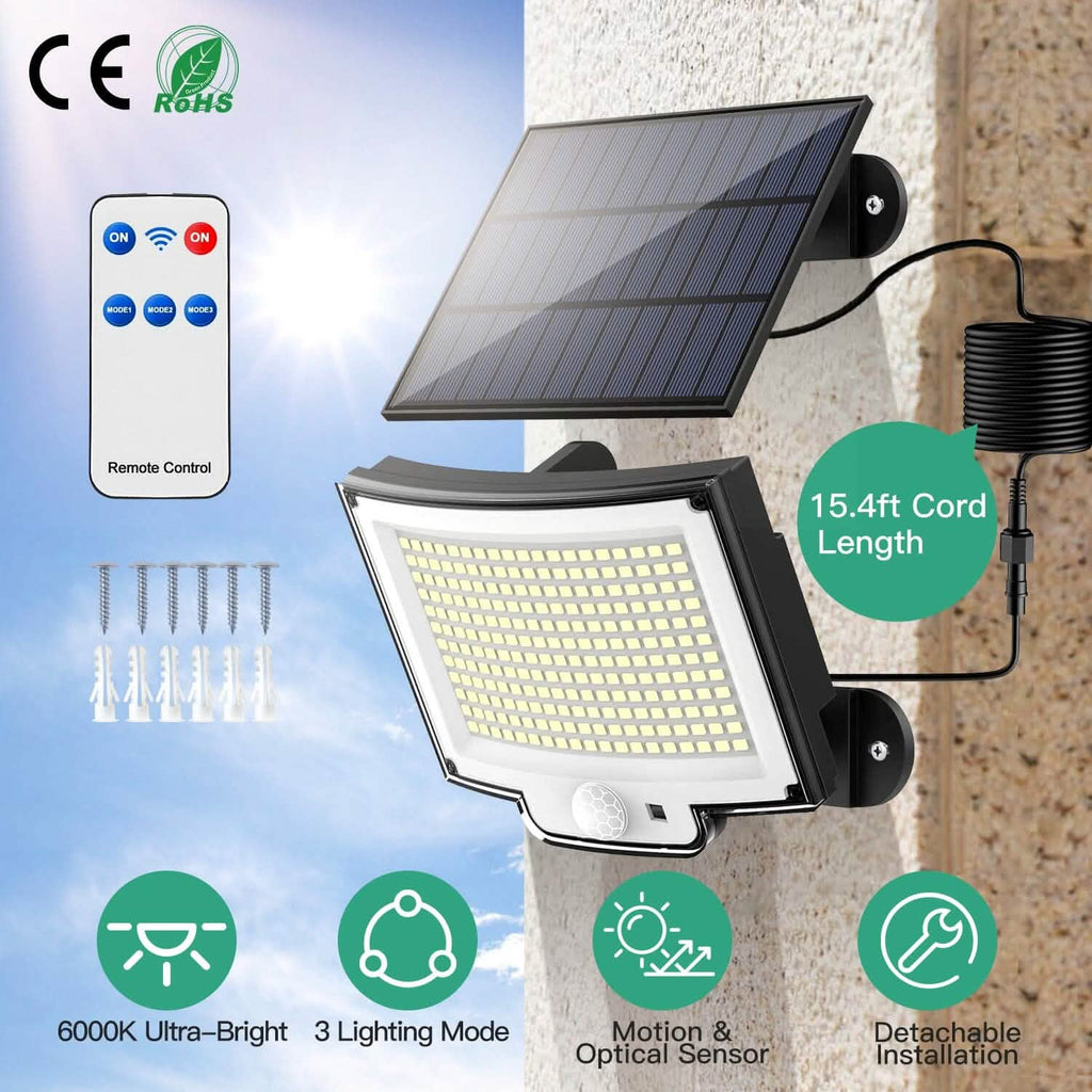 Projecteur solaire étanche IP65 avec détecteur de mouvement et télécommande