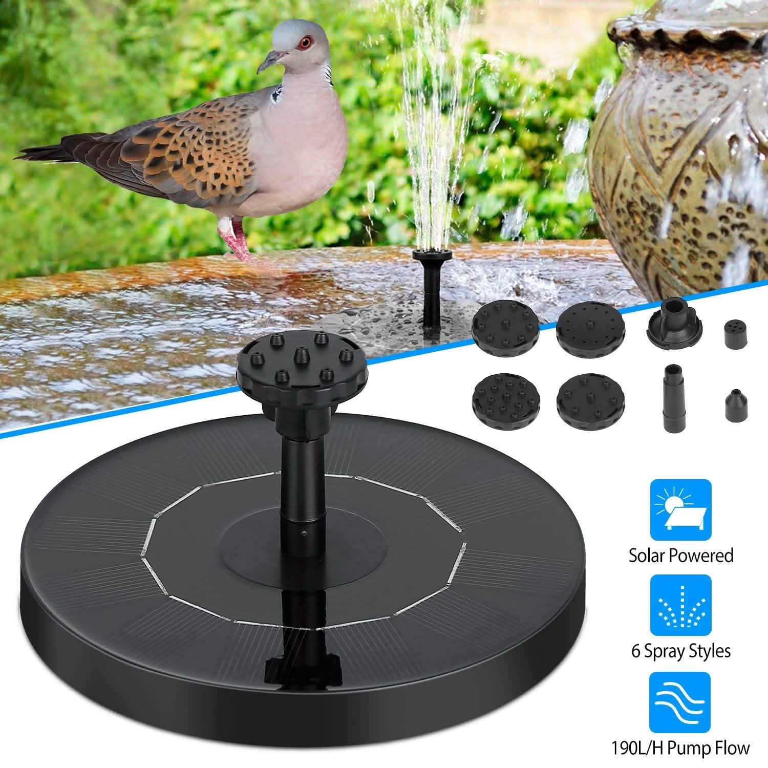 Pompe de fontaine solaire flottante pour bain d'oiseaux/bassin