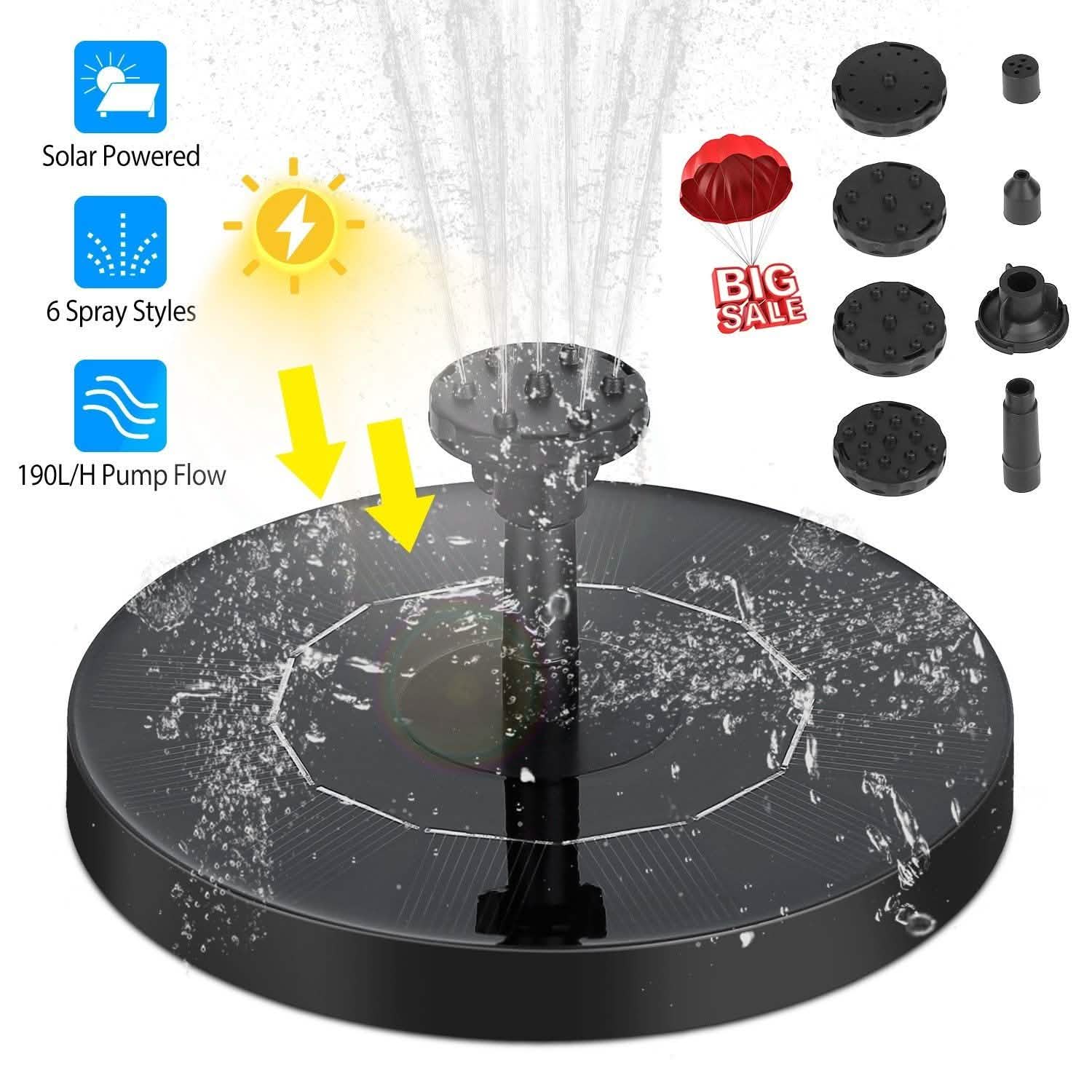 Pompe de fontaine solaire flottante pour bain d'oiseaux/bassin