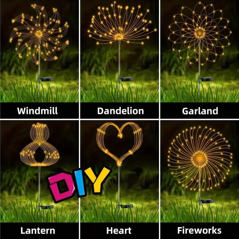 Lampes de jardin solaires avec 60 LED et 8 modes d'éclairage