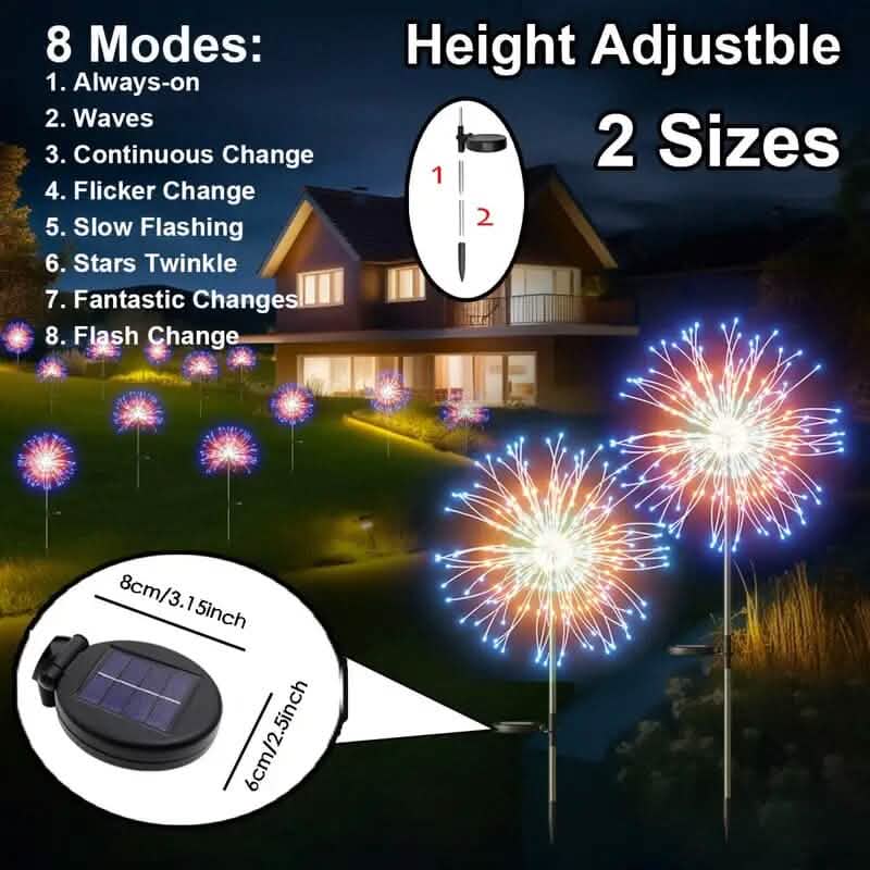 Lampes de jardin solaires avec 60 LED et 8 modes d'éclairage