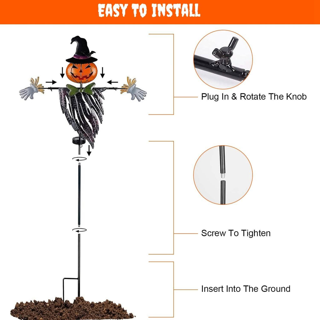 Décoration lumineuse de pieu d'épouvantail à énergie solaire pour Halloween