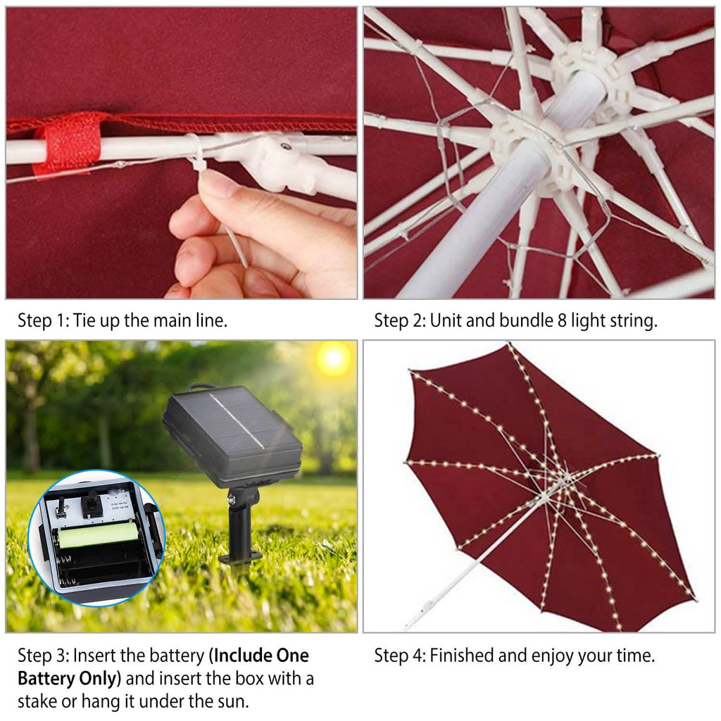 Guirlande Lumineuse Solaire Parasol Extérieur