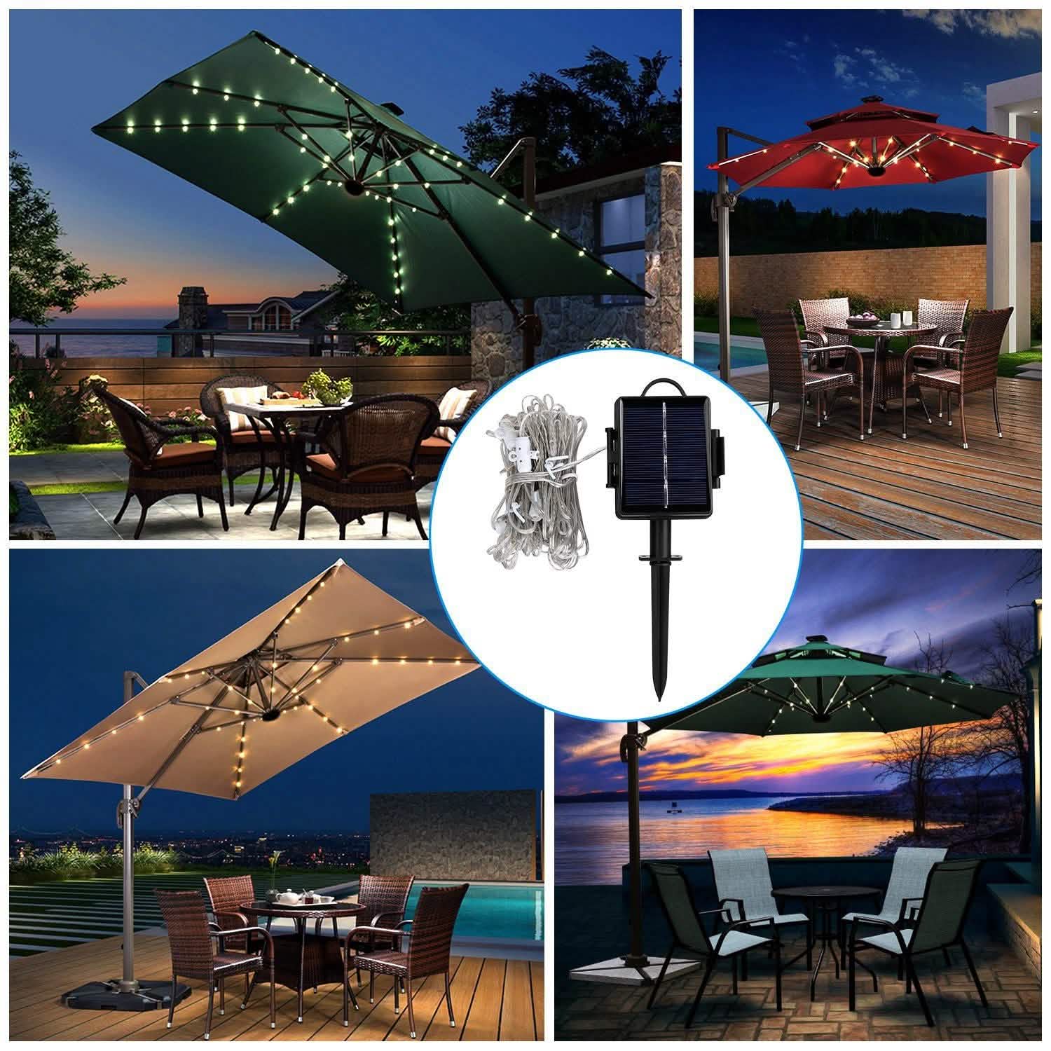 Guirlande Lumineuse Solaire Parasol Extérieur