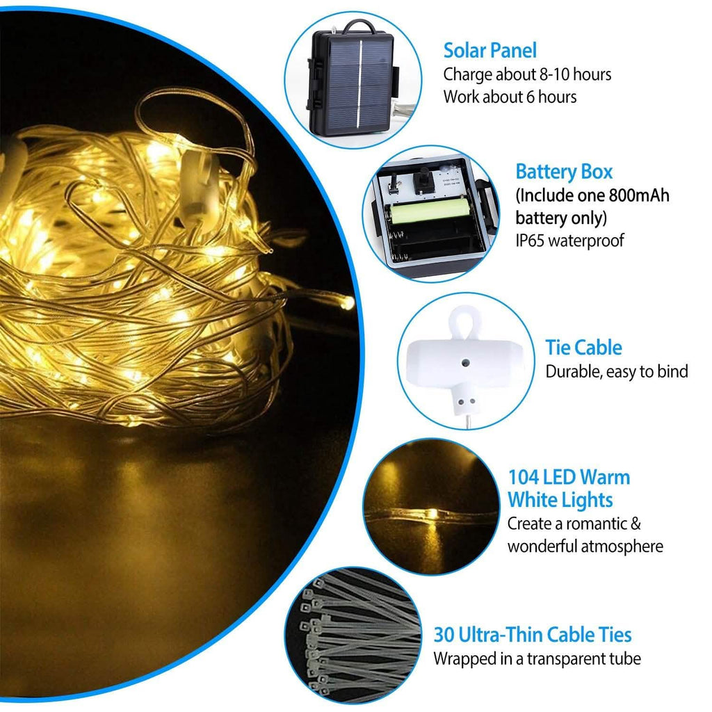 Guirlande Lumineuse Solaire Parasol Extérieur