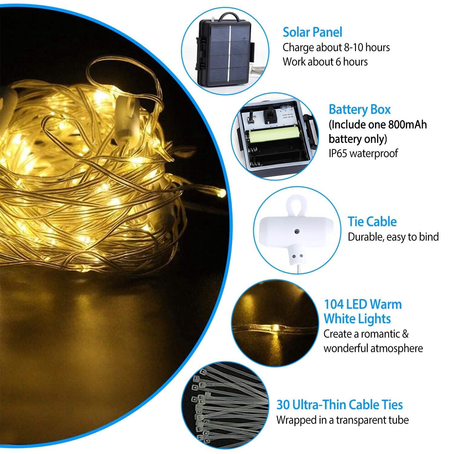 Guirlande Lumineuse Solaire Parasol Extérieur