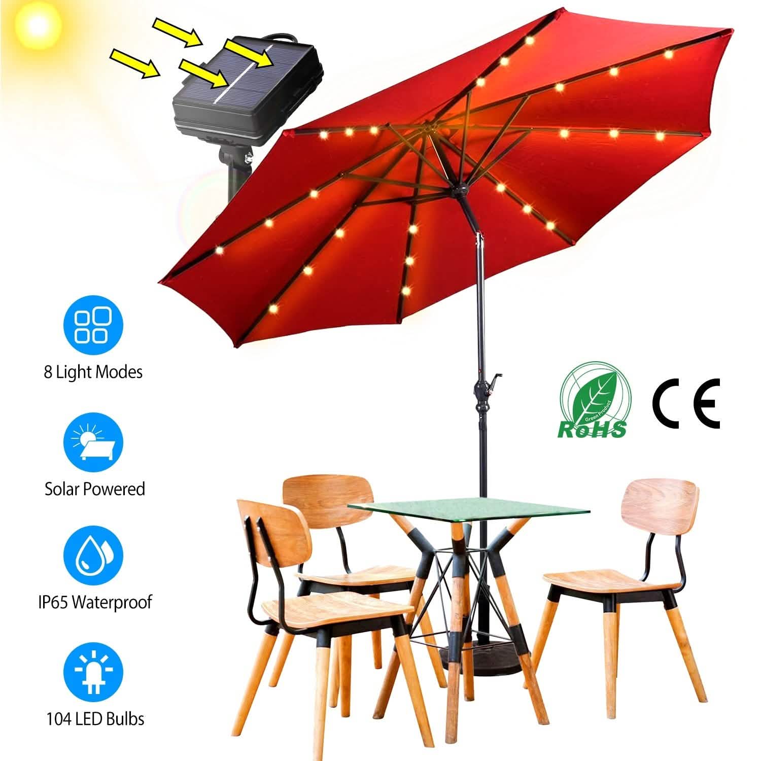 Guirlande Lumineuse Solaire Parasol Extérieur