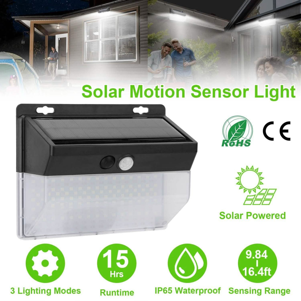 Lampe solaire murale extérieure 206 LED avec détecteur de mouvement PIR