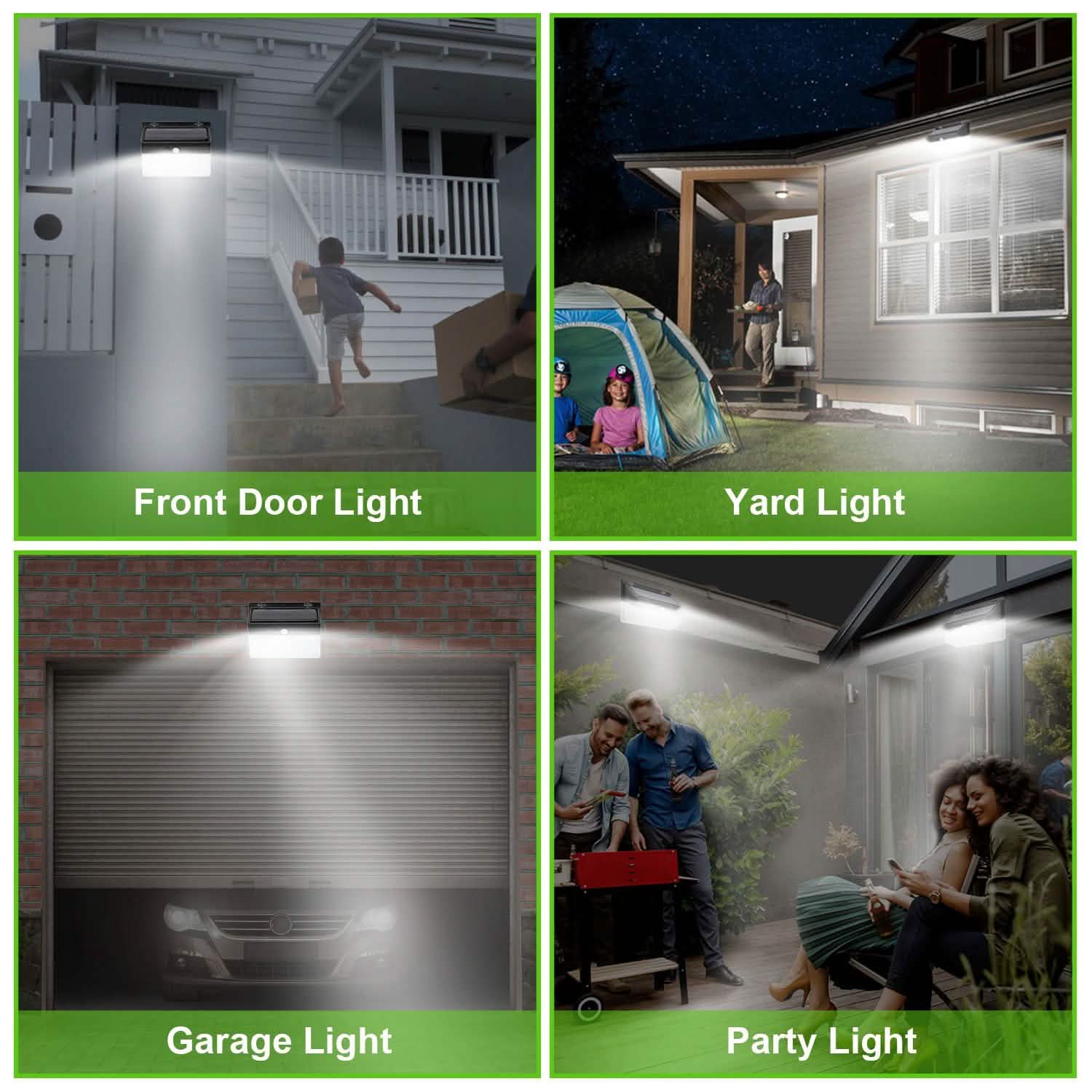 Lampe solaire murale extérieure 206 LED avec détecteur de mouvement PIR