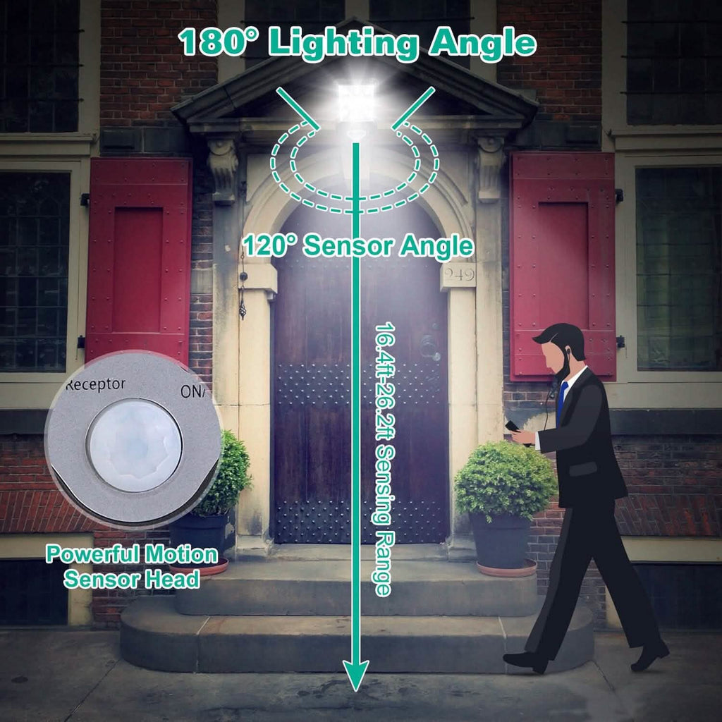Lampes solaires murales d'extérieur avec capteur de mouvement PIR et télécommande sans fil