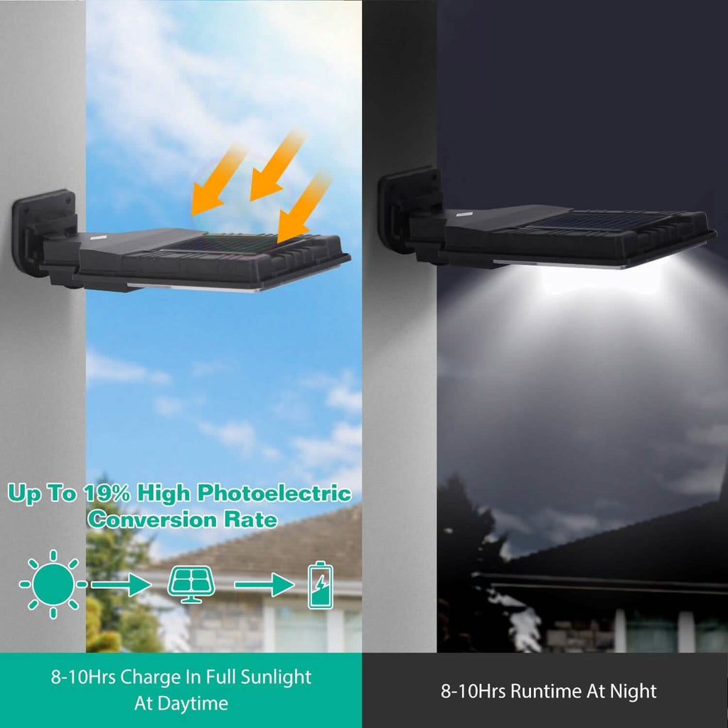 Lampes solaires murales d'extérieur avec capteur de mouvement PIR et télécommande sans fil