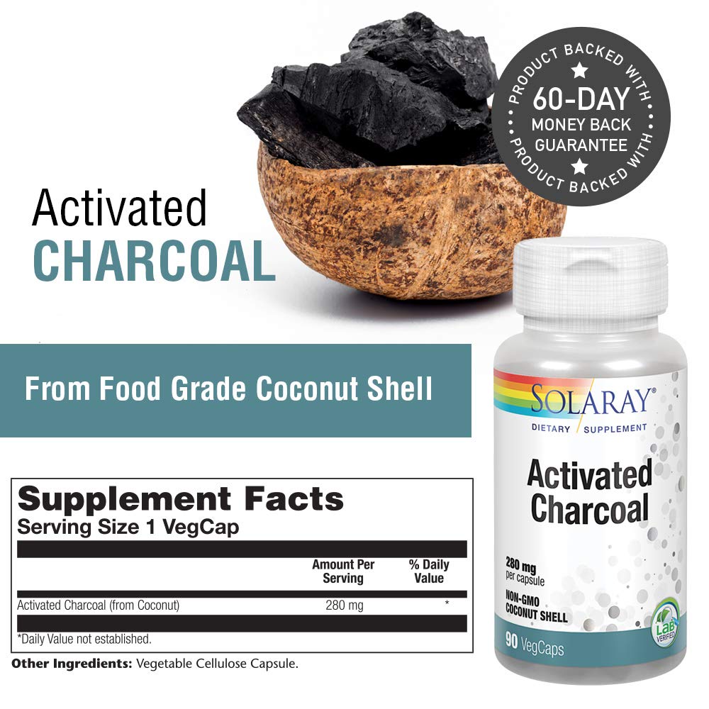 SOLARAY Activated Charcoal 280mg 90 Capsules