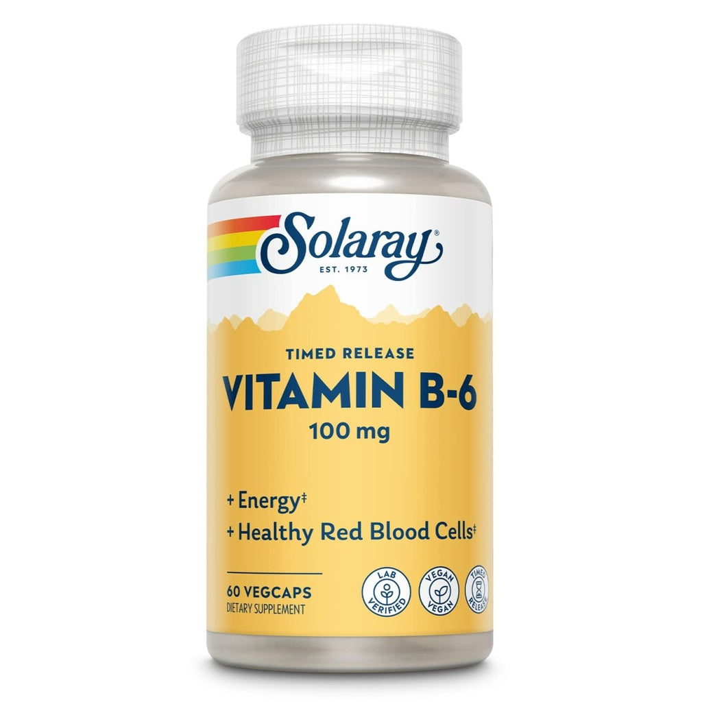SOLARAY B6 en deux étapes, à libération prolongée, gélules végétales (Flacon-Plastique) 100mg 60 gélules