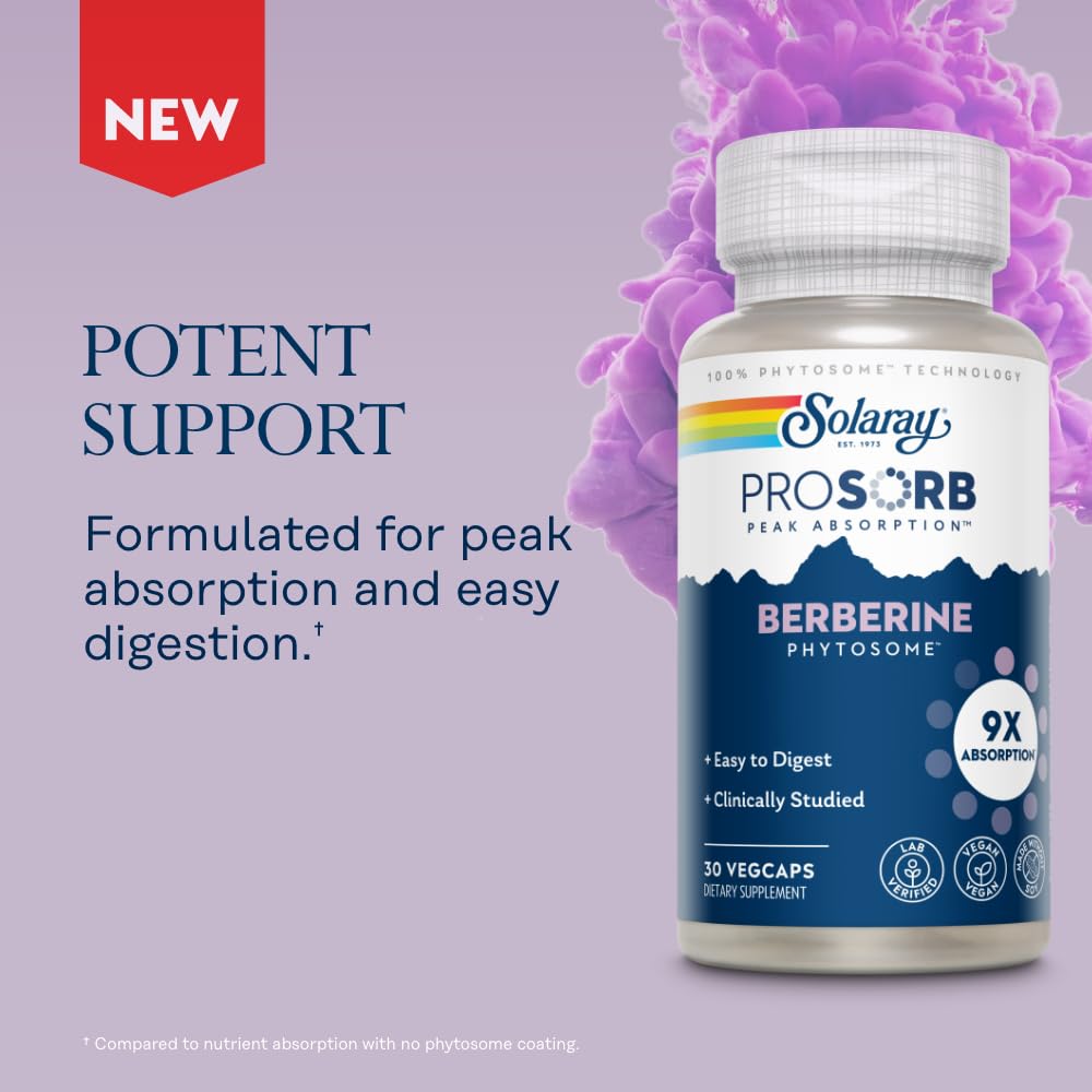 SOLARAY Berbérine Phytosome - 30 portions, 30 VegCaps