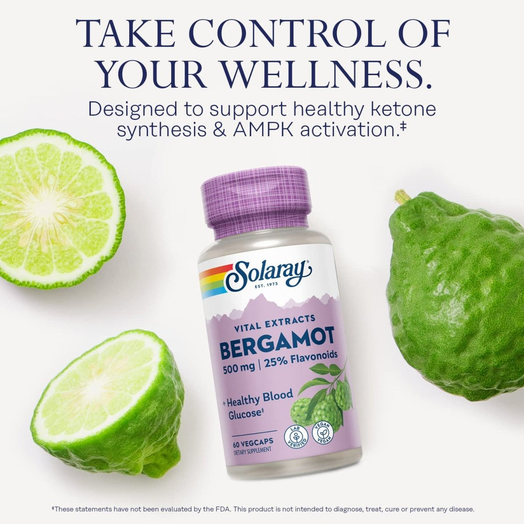 Solaray Bergamot Advanced Formula - Extrait de Fruit pour le Soutien Cardiovasculaire - 60 Gélules Végétales