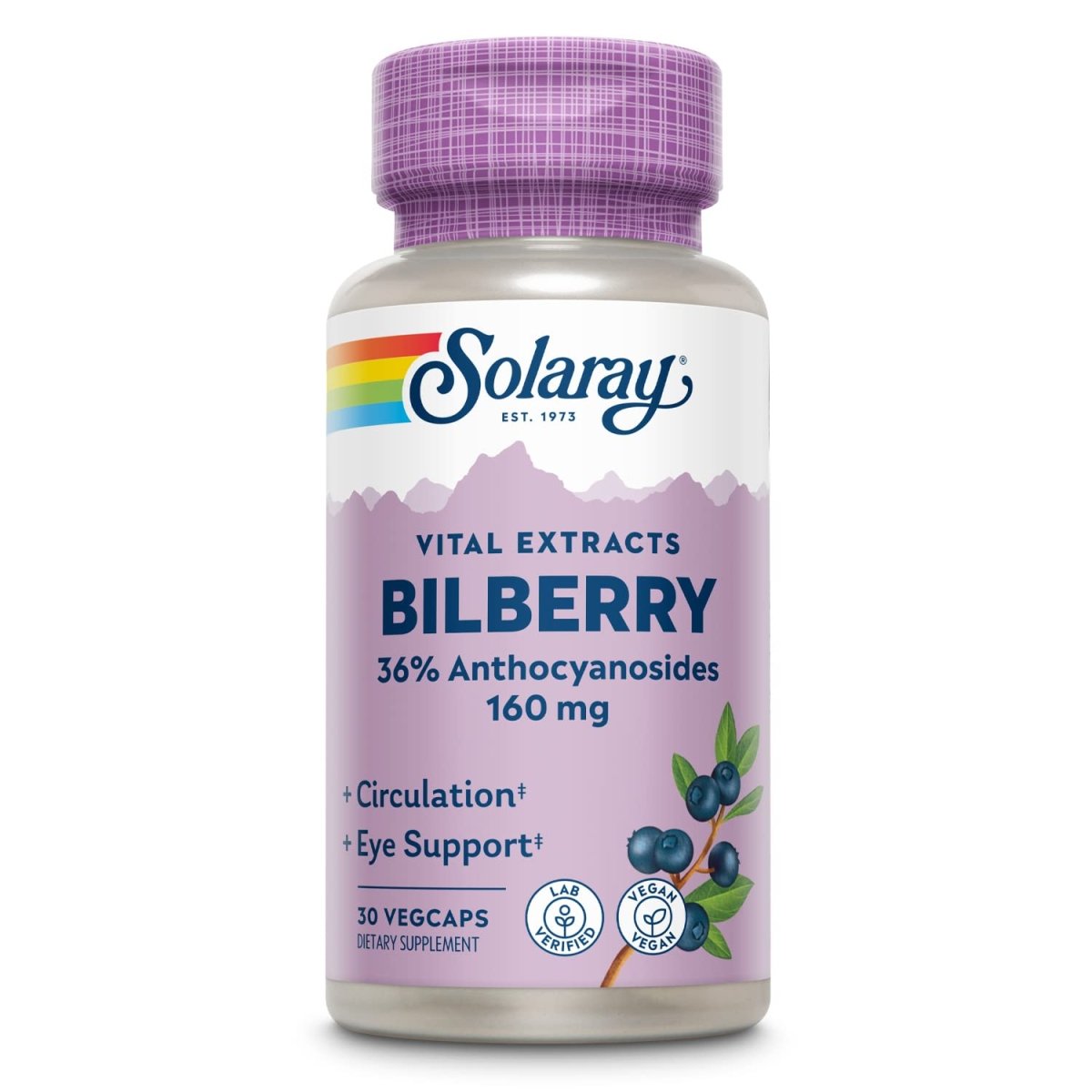 SOLARAY Extrait de Myrtille 160 mg VegCaps, 30 unités