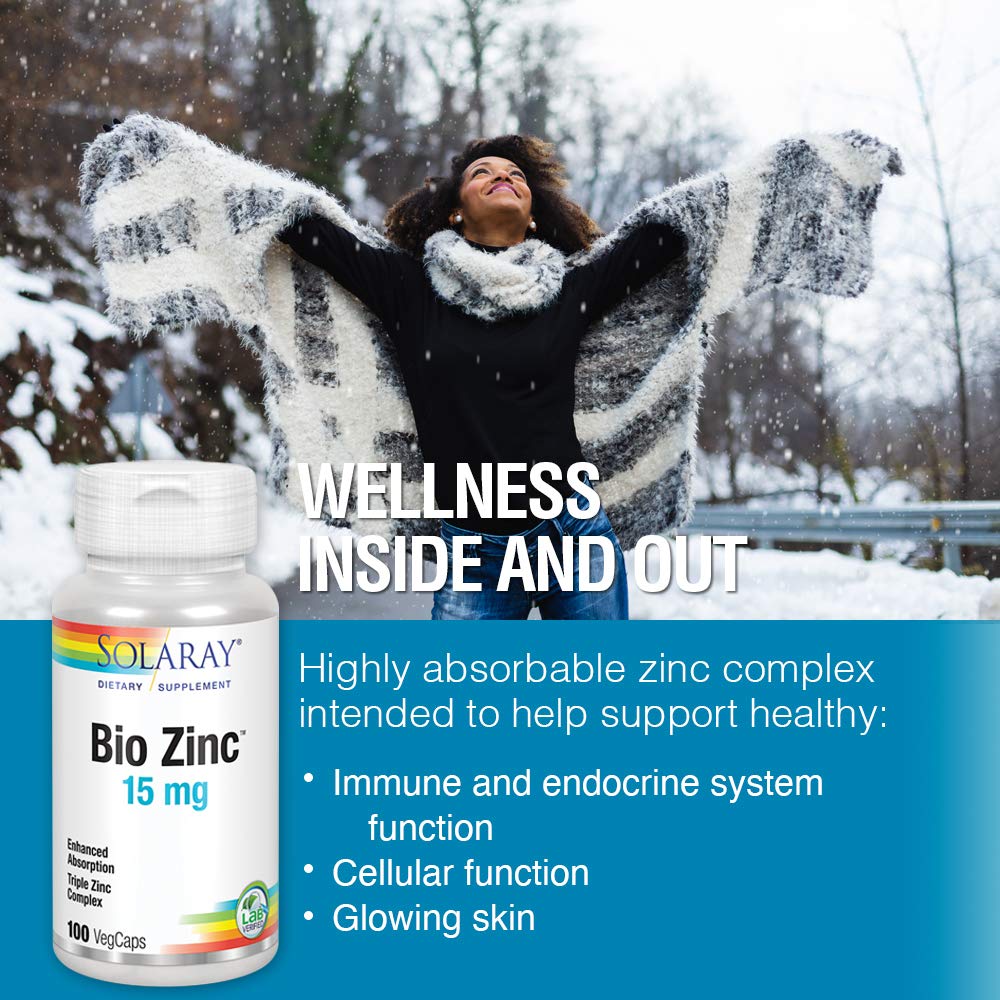 Solaray Bio Zinc 15 mg 100 Végi-capsules