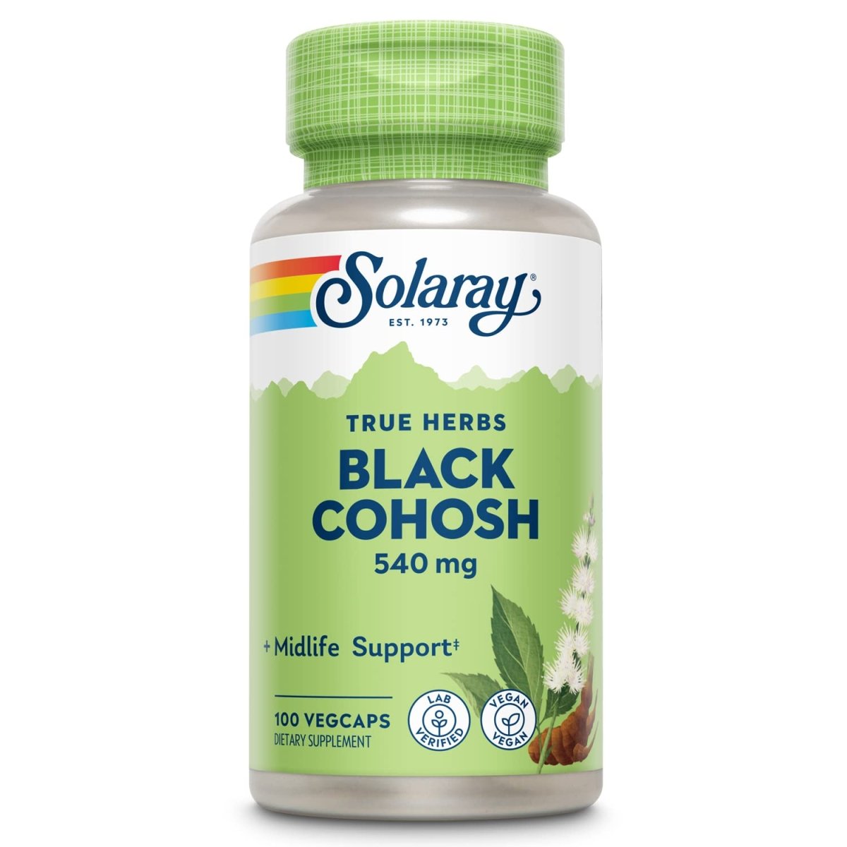 SOLARAY Actée à grappes noires 540 mg - Santé féminine et soutien ménopause - 100 gélules végétales