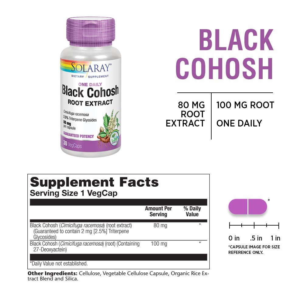 Solaray Actée à grappes noires (racine) extrait 80 mg 30 VegCaps